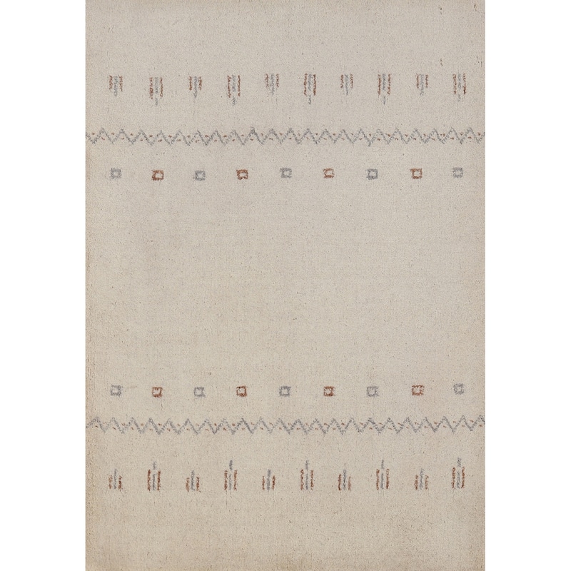 Hand Knotted Oriental 100% Wool Carpet Tribal Tribal Beige & Ivories Gabbeh Area Rug - 3' 0'' X 2' 0''