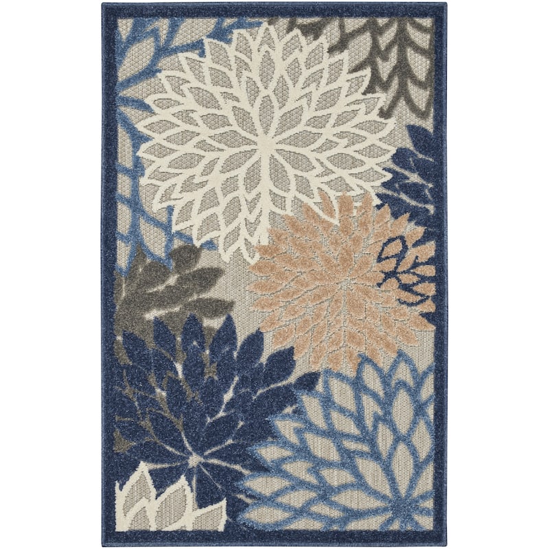 Nourison Aloha Floral Modern, Indoor/Outdoor Area Rug - 2'8" x 4' - Blue/Multicolor