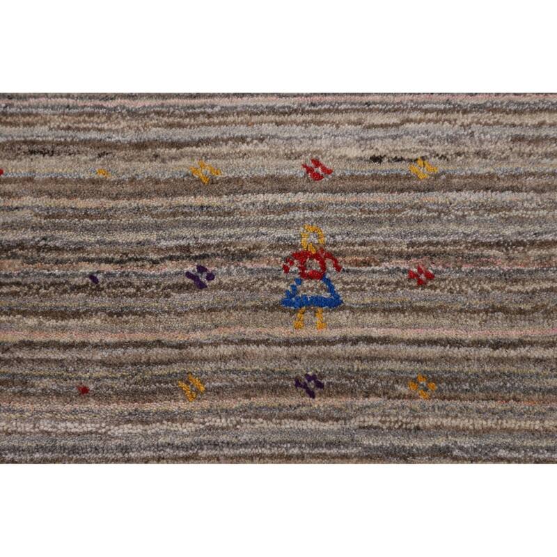 Earth Tone Gabbeh Oriental Area Rug Handmade Wool Carpet - 4'11" X 7'11"