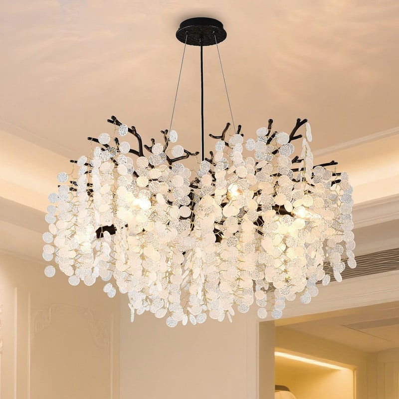 Modern Tree Branch Chandelier Crystal Pendannt Light Fixtures - Black - 31in-10Light