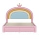 preview thumbnail 3 of 13, Upholstered Rainbow Design Bed, Velvet Princess Platform Bed with Storage Drawer