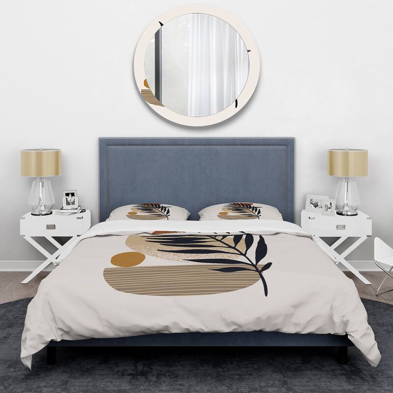 Designart 'Tropical Leaf Silhouettes and Shapes IV' Modern Duvet Cover Set