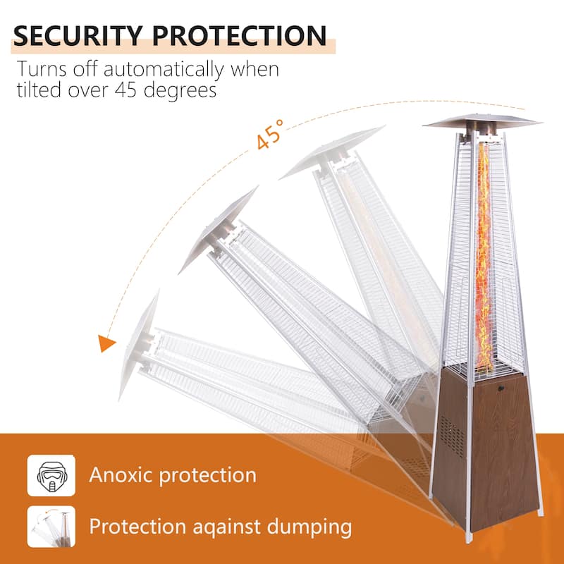 Outdoor 48,000 BTU Patio Heaters for Patio Propane with Detachable Wheels and Protective Cover