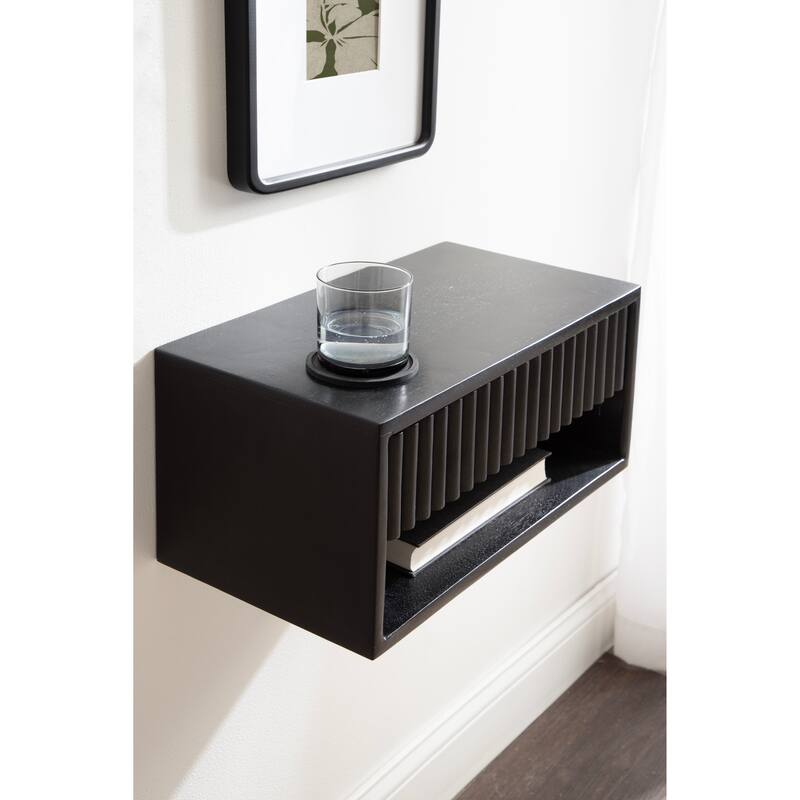 Kate and Laurel Reid Floating Wood Side Table with Open Storage