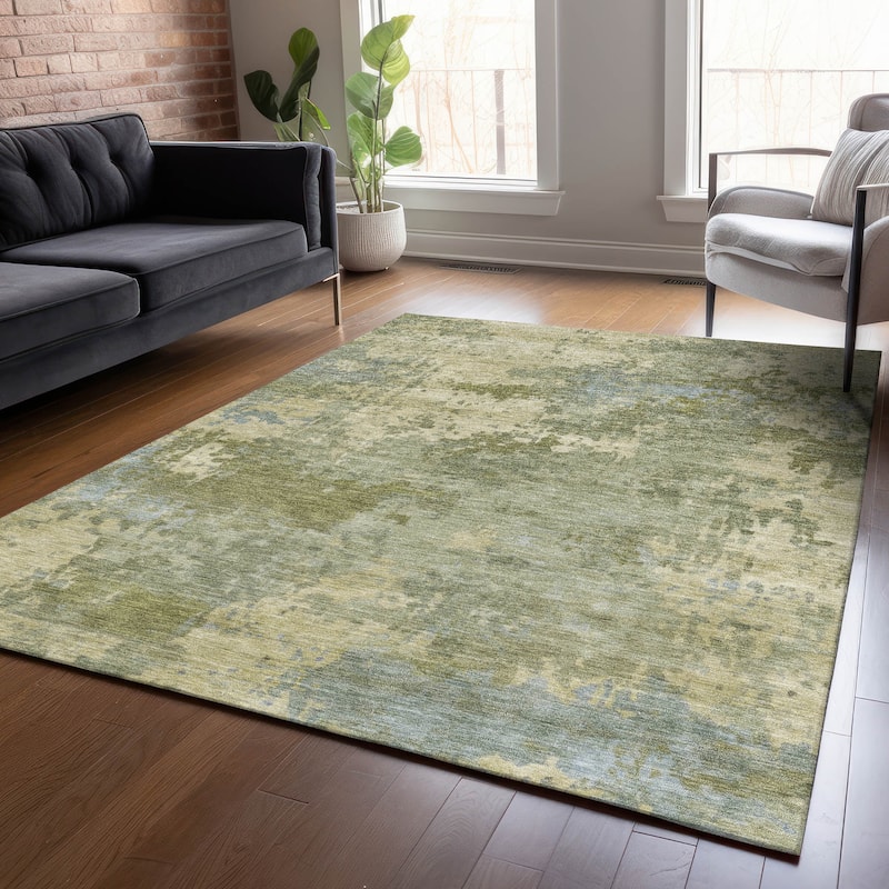Machine Washable Indoor/Outdoor Modern Blend Chantille Rug