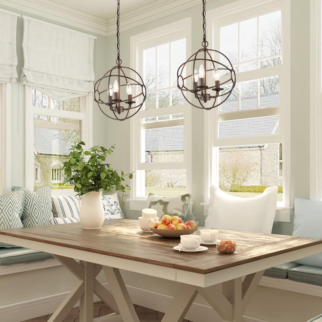 Carbon Loft Modern Industrial Metal 3-Light Orb Pendant for Living Room - W12"xH14"