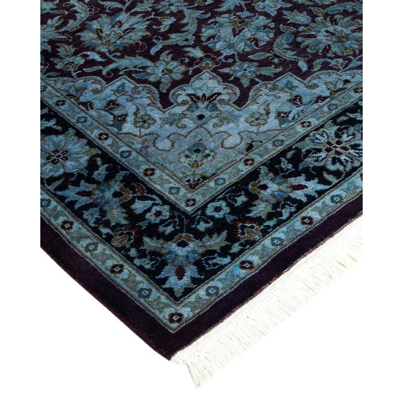 Overton Hand Knotted Wool Vintage Inspired Modern Contemporary Overdyed Blue Area Rug - 3' 3" x 5' 3"