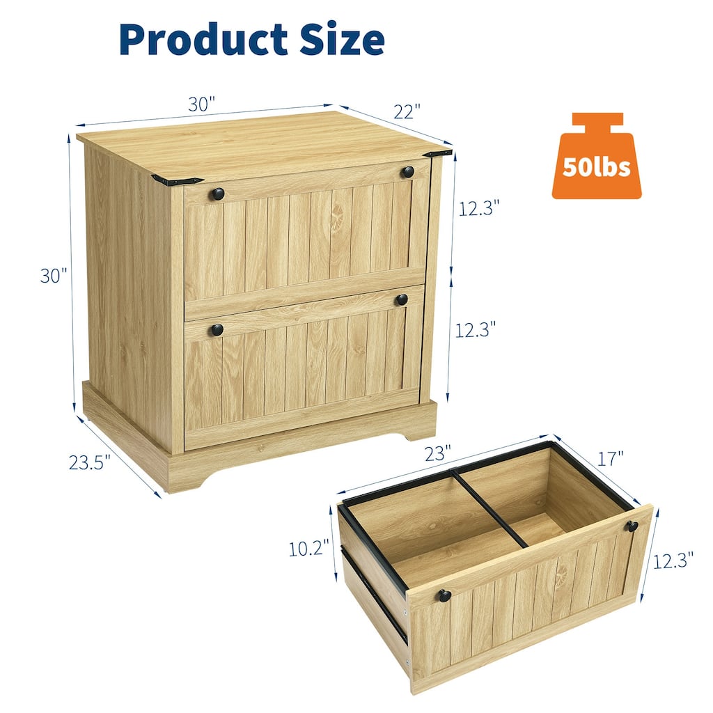 Farmhouse File Cabinets with 2 Drawers,30" File Cabinets with Hanging File Folders for Documents