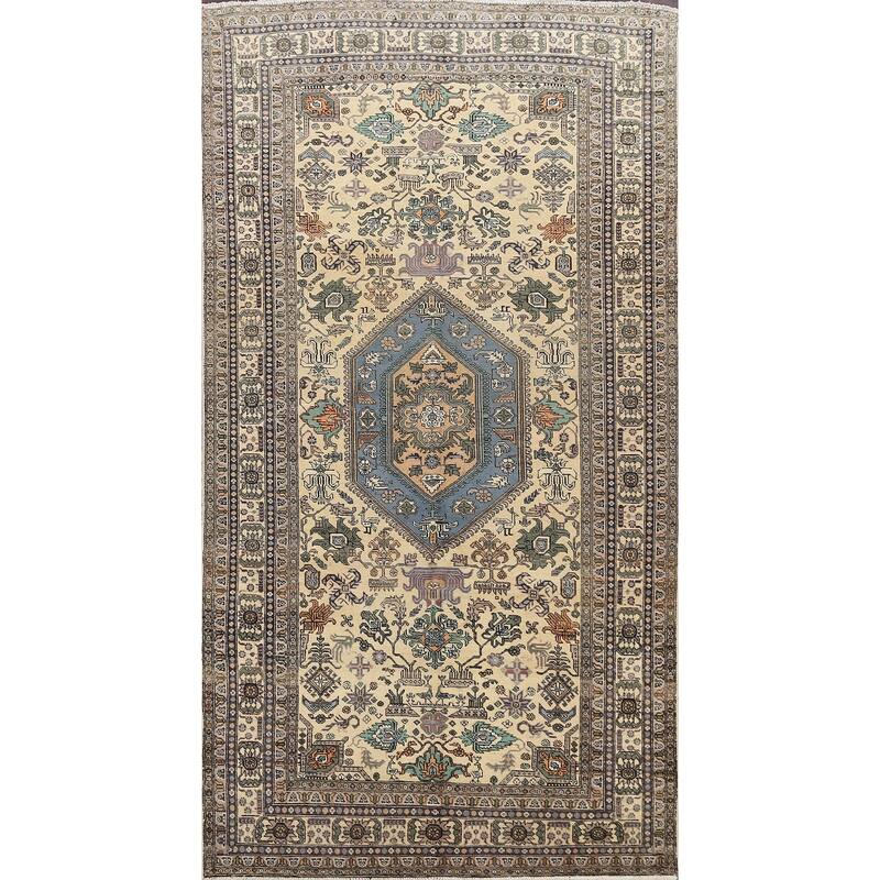 Geometric Tabriz Persian Area Rug Wool Hand-knotted Bedroom Carpet - 5'4" x 9'5"