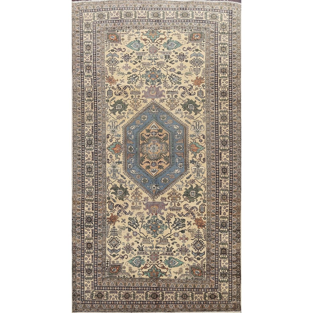 Geometric Tabriz Persian Area Rug Wool Hand-knotted Bedroom Carpet - 5'4" x 9'5"