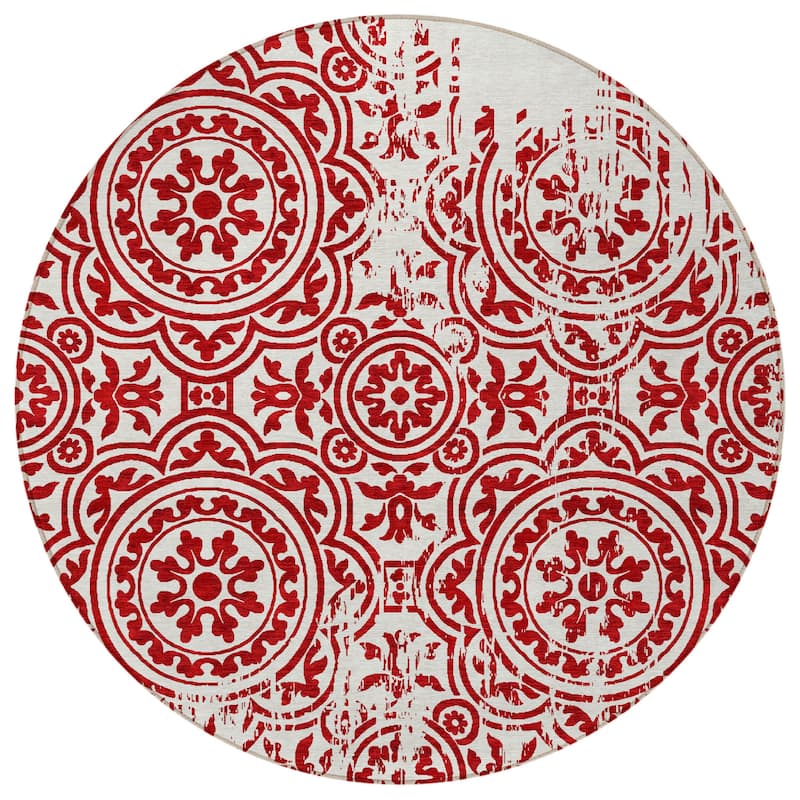 HomeRoots Medallion Transitional Rectangle Outdoor Rug