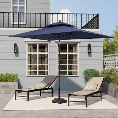 10 x 6.5 FT Rectangular Double Top Patio Market Umbrella with Tilt & Crank