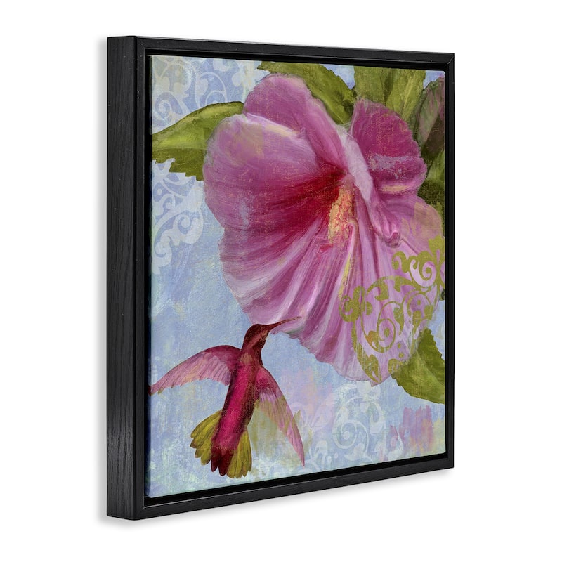 Stupell Hummingbird & Purple Poppy Framed Floater Canvas Wall Art Design By Sasha