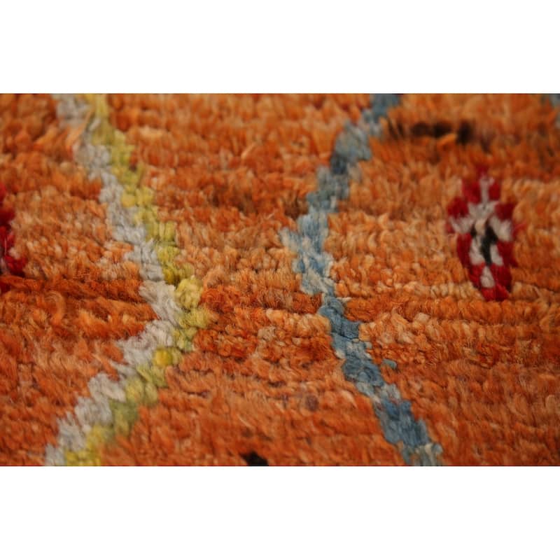 Orange Moroccan Runner Rug Handmade Hallway Wool Carpet - 3'2" x 9'9"