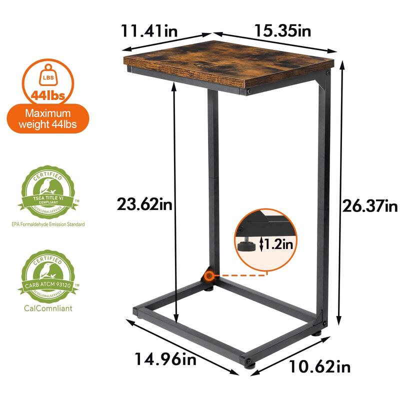 C Tables End Table, TV Trays Set of 2, Couch Table for Small Space, Bedside Tables for Living Room, Bedroom, Office