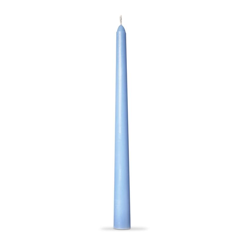Color Studio 12" Traditional Taper Unscented Smokeless Paraffin Wax Candle Blue, Set of 4, Burn Time 8 hrs.