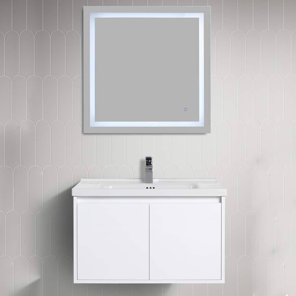 Blossom 32" Floating Bathroom Vanity with Ceramic Sink & Storage