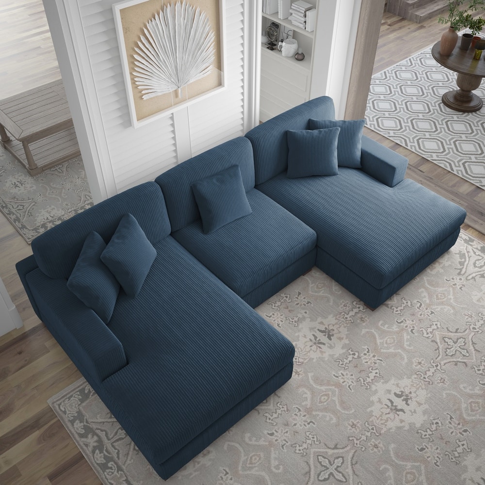 Corduroy Modular Couch Sectional Chaise Lounge Sofa