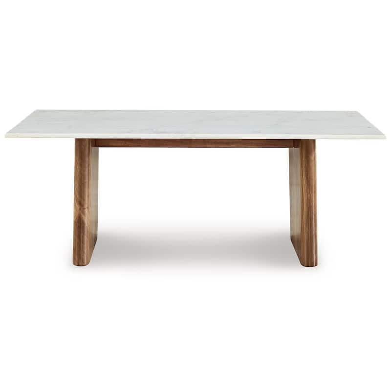 Wrenn Cocktail Coffee Table, Marble, Rectangular 48 Inch Brown Wood