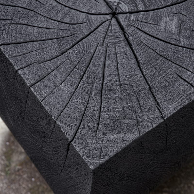 Square Top Wooden Accent Stool - 17" - Black
