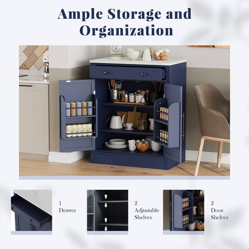 Freestanding Kitchen Pantry Cabinet,Buffet Food Storage Cabinet with Drawers and Adjustable Shelves