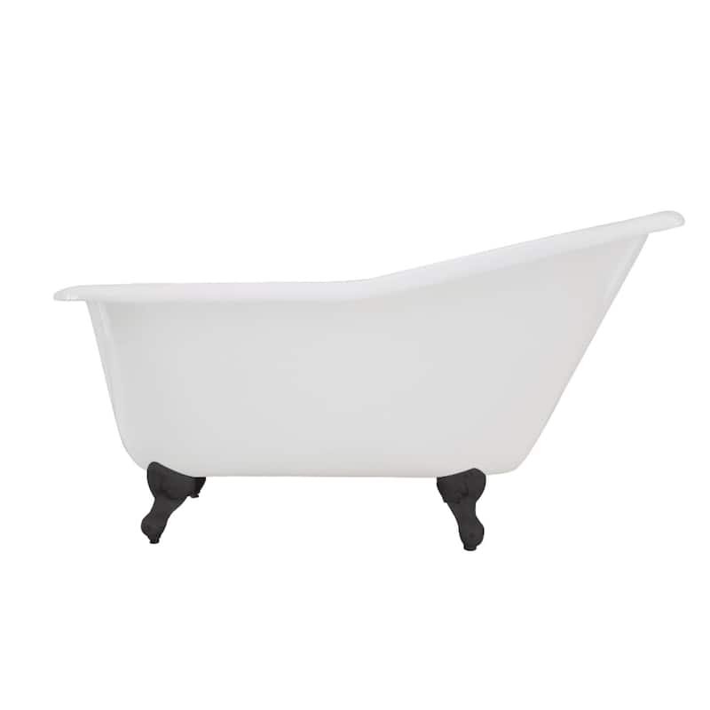 Kingston Brass Aqua Eden 60" Clawfoot Cast Iron Soaking Tub with - White / Matte Black