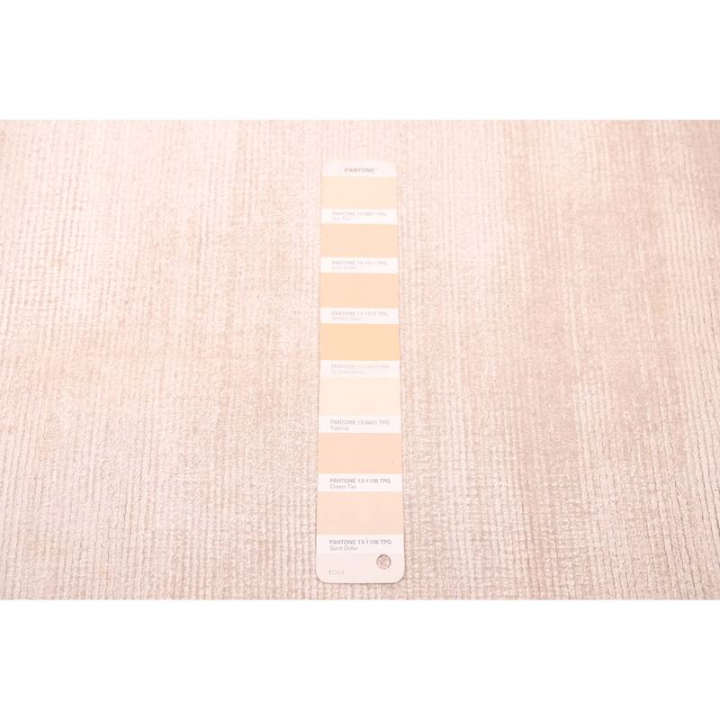 ECARPETGALLERY Hand Loomed Shimmer Ivory Viscose Rug - 6'7 x 9'5