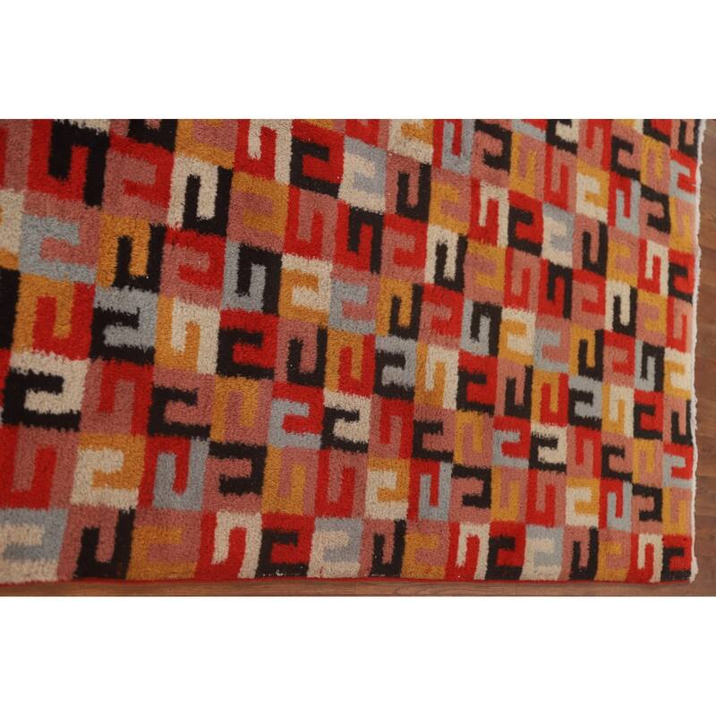 Hand Knotted Oriental 100% Wool Carpet Modern All-Over Red Gabbeh Area Rug - 7' 10'' X 4' 6''