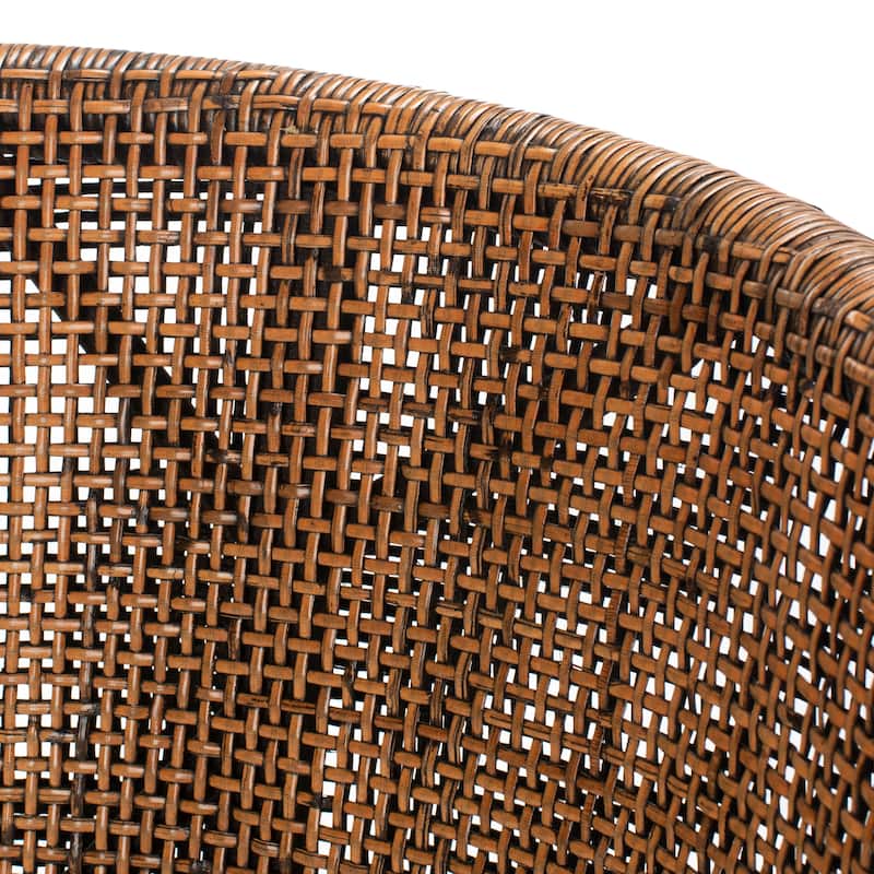 SAFAVIEH Brando Solid Wood Rattan 30-inch Seat Height Bar Stool (Fully Assembled) - 22.3" W x 20.5" L x 39" H