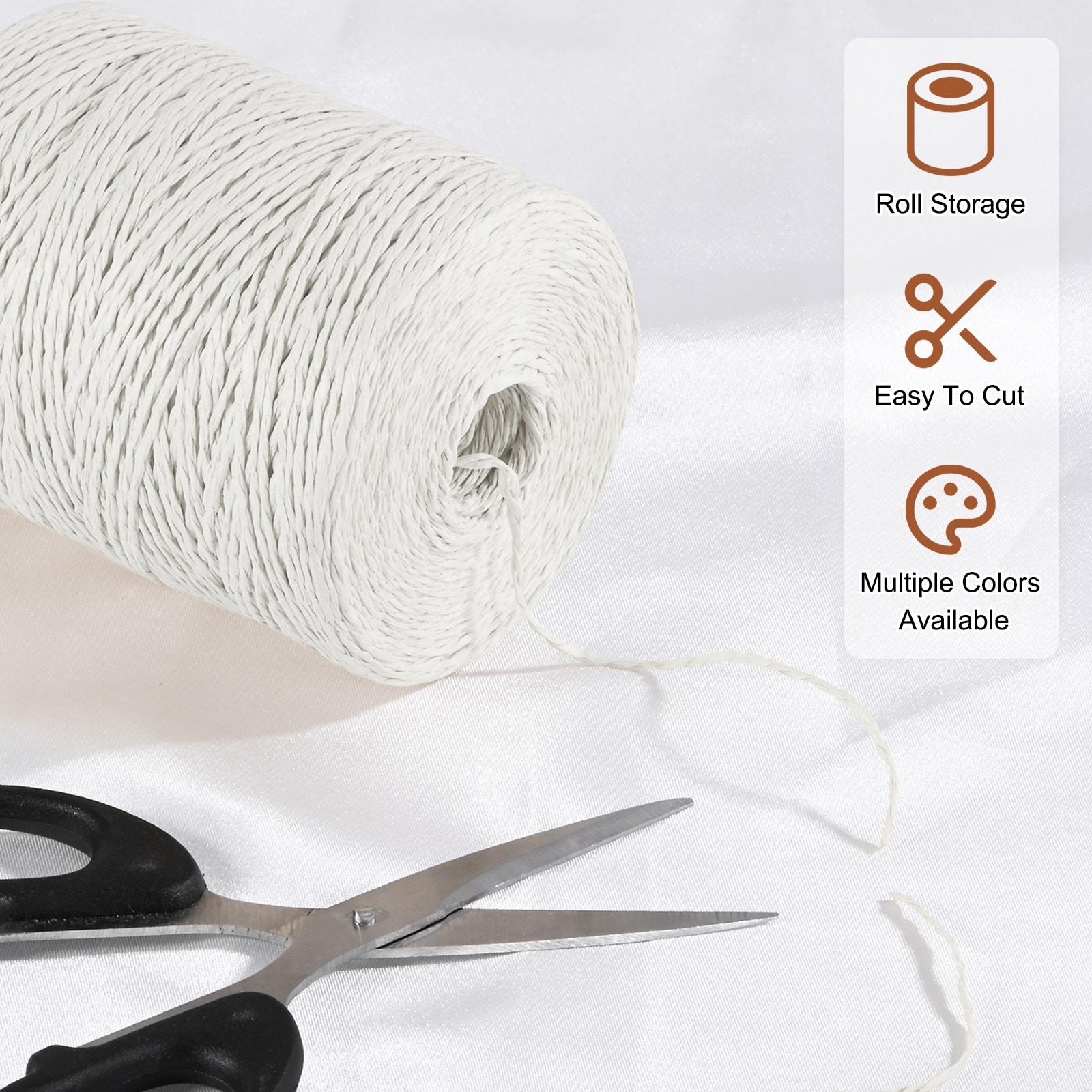 Raffia Yarn for Crochet, Raffia Paper Craft Ribbon Round String for Gift Wrapping/DIY/Sun Hats Bag