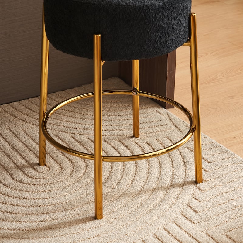 Set of 2 Contemporary Round Upholstered Dining Stools, Bar Stools
