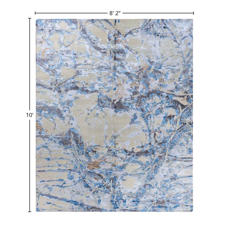 Modern One-of-a-Kind Hand-Knotted Area Rug - Beige, 8' 2" x 10' 0" - 8' 2" x 10' 0"