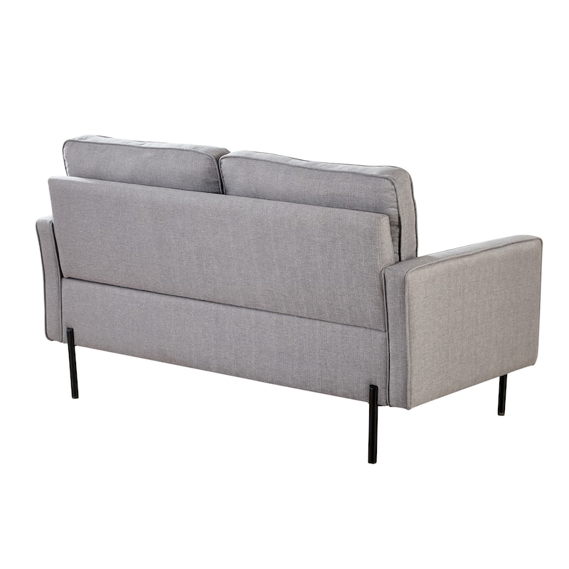 Snowhill 57''W Modern Linen Loveseat, 2-Seater, Matte Black Metal Legs