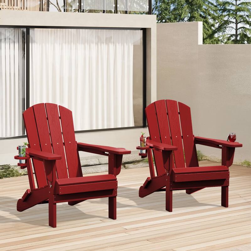 Foldable HDPE Adirondack Chair with Dual Cup Holders