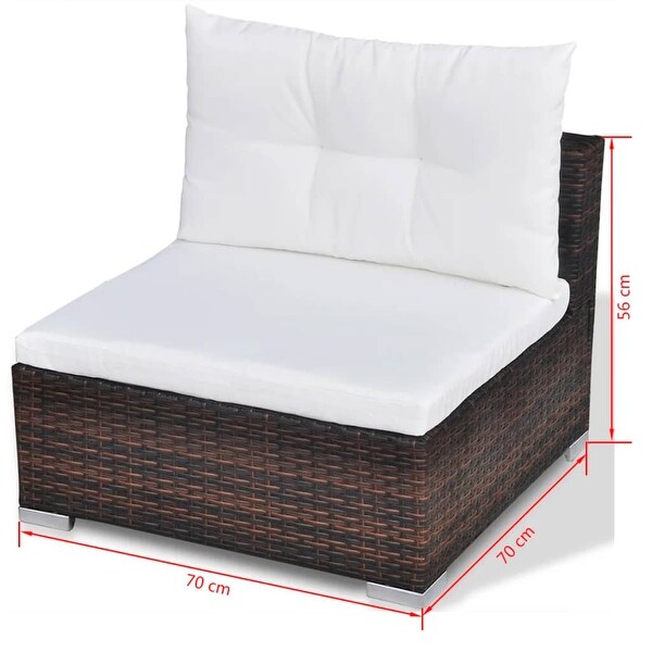 vidaXL Outdoor Dining Lounge Set 28 Piece Wicker Poly Rattan Brown Garden Sofa