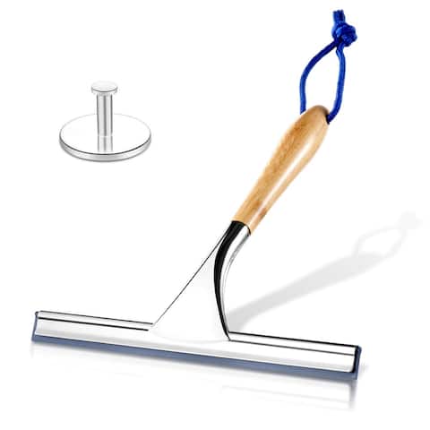 ToiletTree Products All Purpose Bamboo Stainless Steel Squeegee - Rust Proof Deluxe Squeegee with Hanging Hook