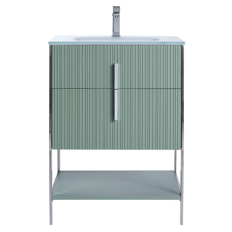 Fine Fixtures Serenity Modern Bathroom Vanity with White Glass Top