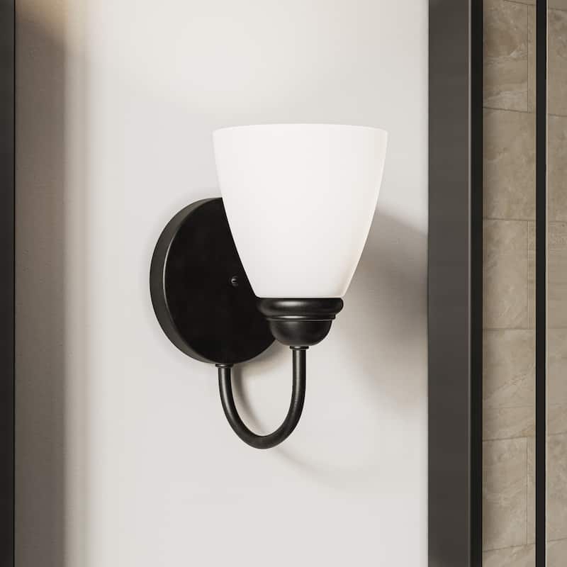 Kichler Lighting Jolie 1-Light Vanity Light with Satin Etched Glass in Black