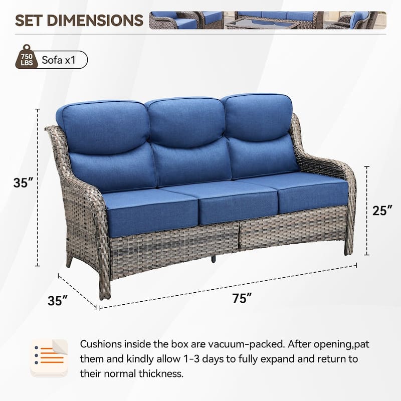 Outdoor Wicker Sofa PE Rattan Patio Couch Sofa