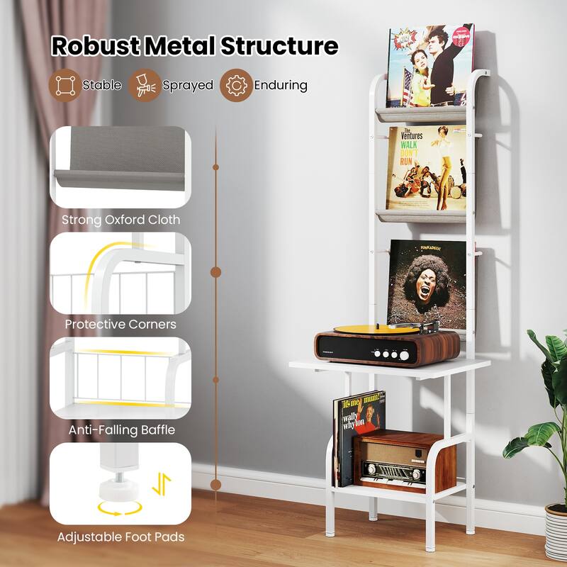 Gymax 5-Tier Record Player Stand w/ Vinyl Display Shelf Record Player