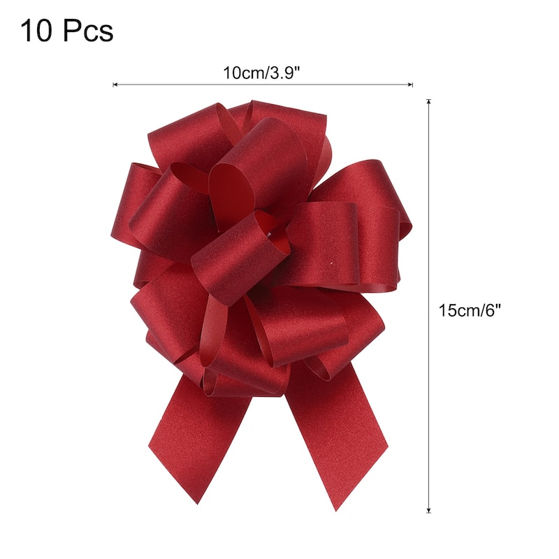 5pcs 7 Inch Large Pull Bow Gift Wrapping Big Pull Bows Ribbon - Red - 4 Inch