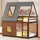 preview thumbnail 2 of 12, Twin Size House Wood Bunk Bed with Roof, Ladder, and Two Windows - Retro & Functional Design Furniture