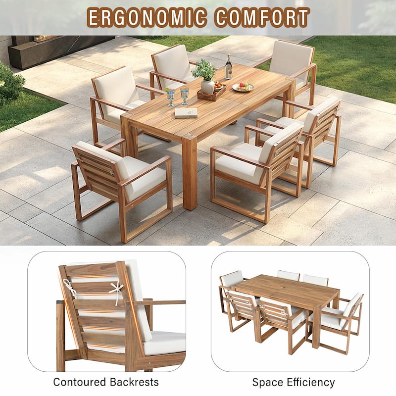 7-Piece Patio Dining Set for 6 - Outdoor Table and Chairs with Umbrella Hole