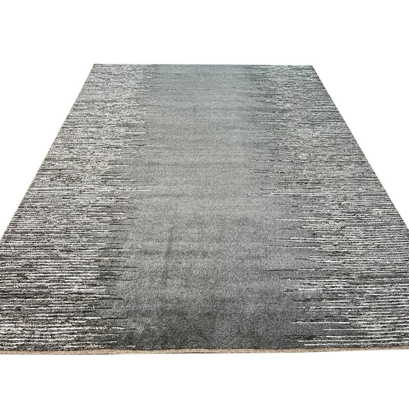 Hand-Knotted Wool Handknotted Rug, 6' x 9', Gray Area Rug, Elegant Modern Design for Any Room in Your Home - L