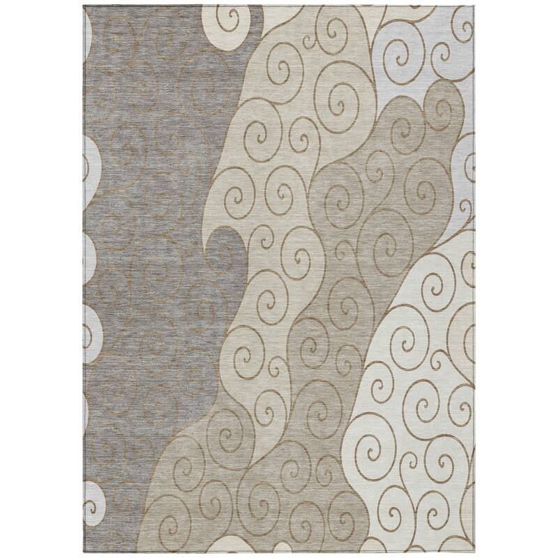 Machine Washable Indoor/ Outdoor Swirly Chantille Rug