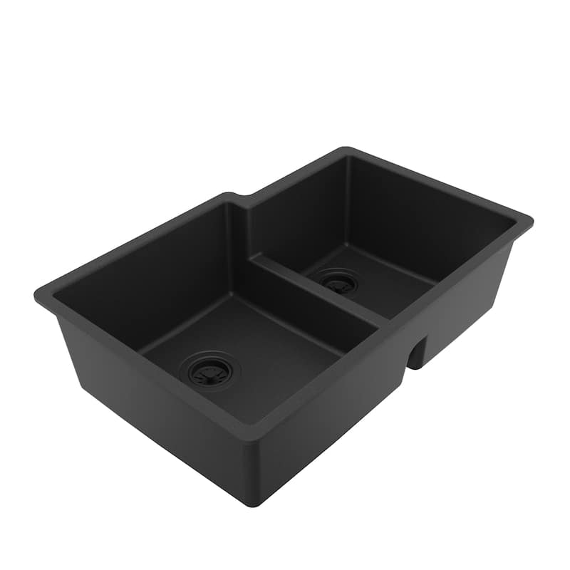 Karran Undermount Large/Small Bowl Quartz Kitchen Sink - 32" x 21.25" x 9" - 32" x 21.25" x 9"