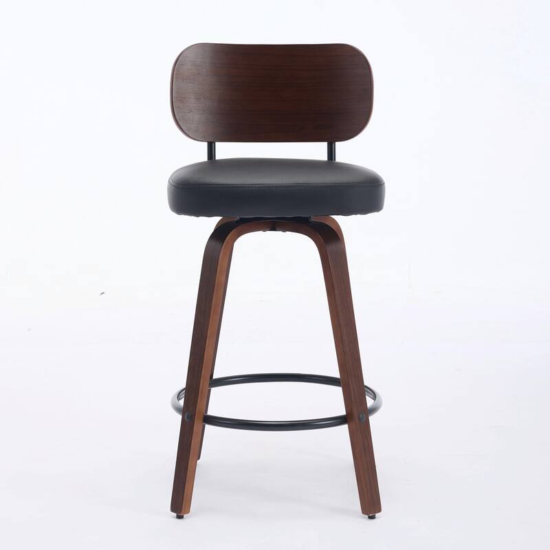 Swivel Bar Stools Set of 2, 26" Upholstered Faux Leather Counter Height Barstools