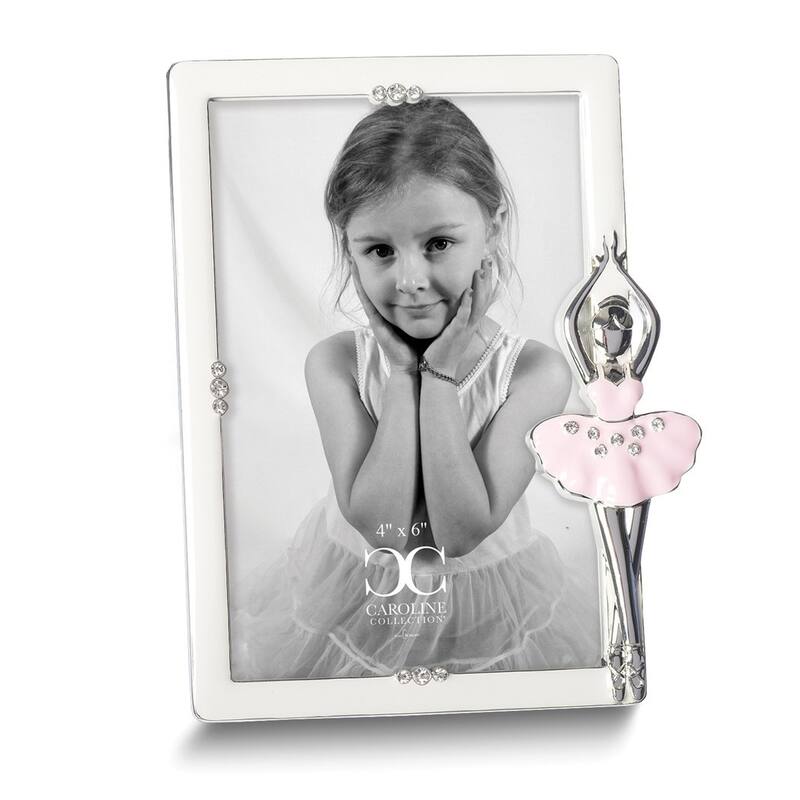 Curata Silver-Tone Ivory Enamel Ballet 4x6 Frame with Crystals and Ballerina
