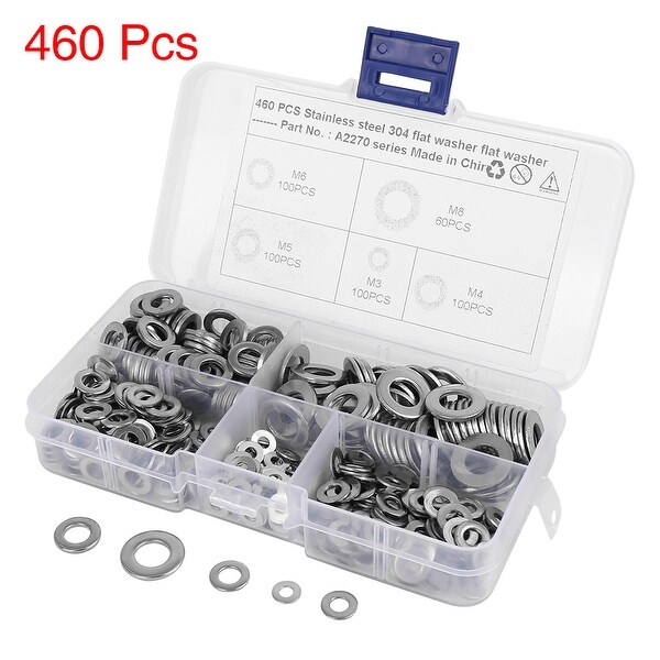 Zyj stores Flat Washers 255PCS//set M4//M5//M6 Stainless Steel Hexagon Screw Nuts Washer Kit with Flat Washer Plain Washer Gaskets Assortment Kit Stainless Flat Washer