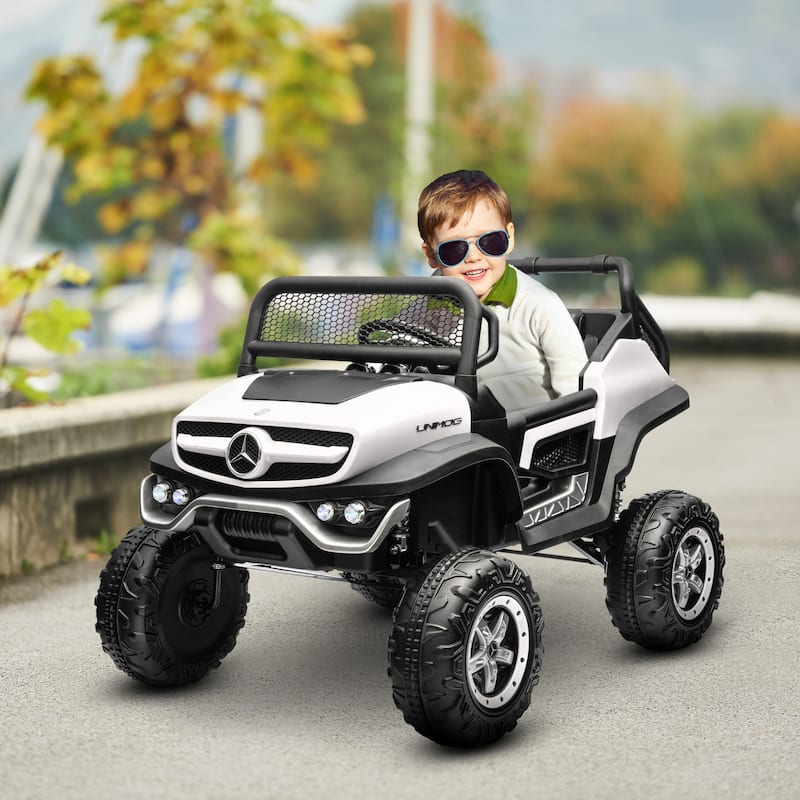 Aosom 12V Battery Powered Licensed Mercedes-Benz Ride on Truck - White